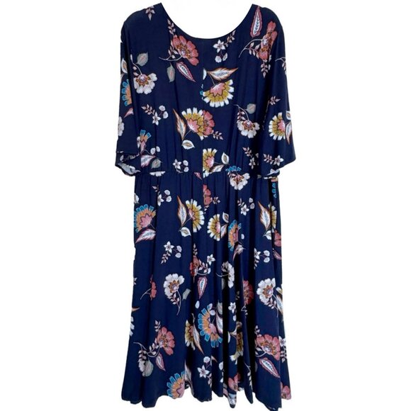 NWT Old Navy 3X NAVY Floral Faux Wrap Dress - Picture 2 of 15